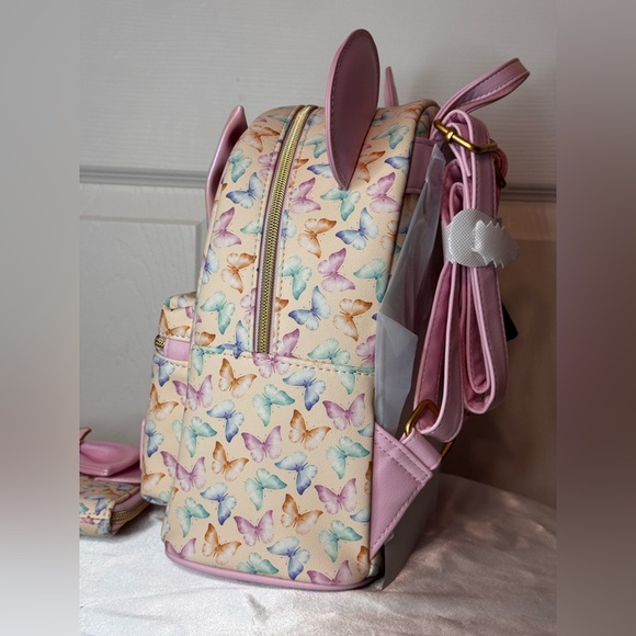 NWT Loungefly Disney Minnie Mouse Butterfly Iridescent Backpack and NWT Wallet - Picture 5 of 13